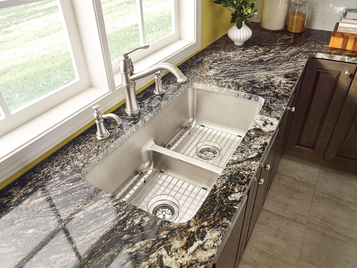 image:imageMoen Belfield Oil Rubbed Bronze Traditional One Handle High Arc Kitchen Faucet with Side Spray and Optional Deckplate Included 7245ORBStainless Steel