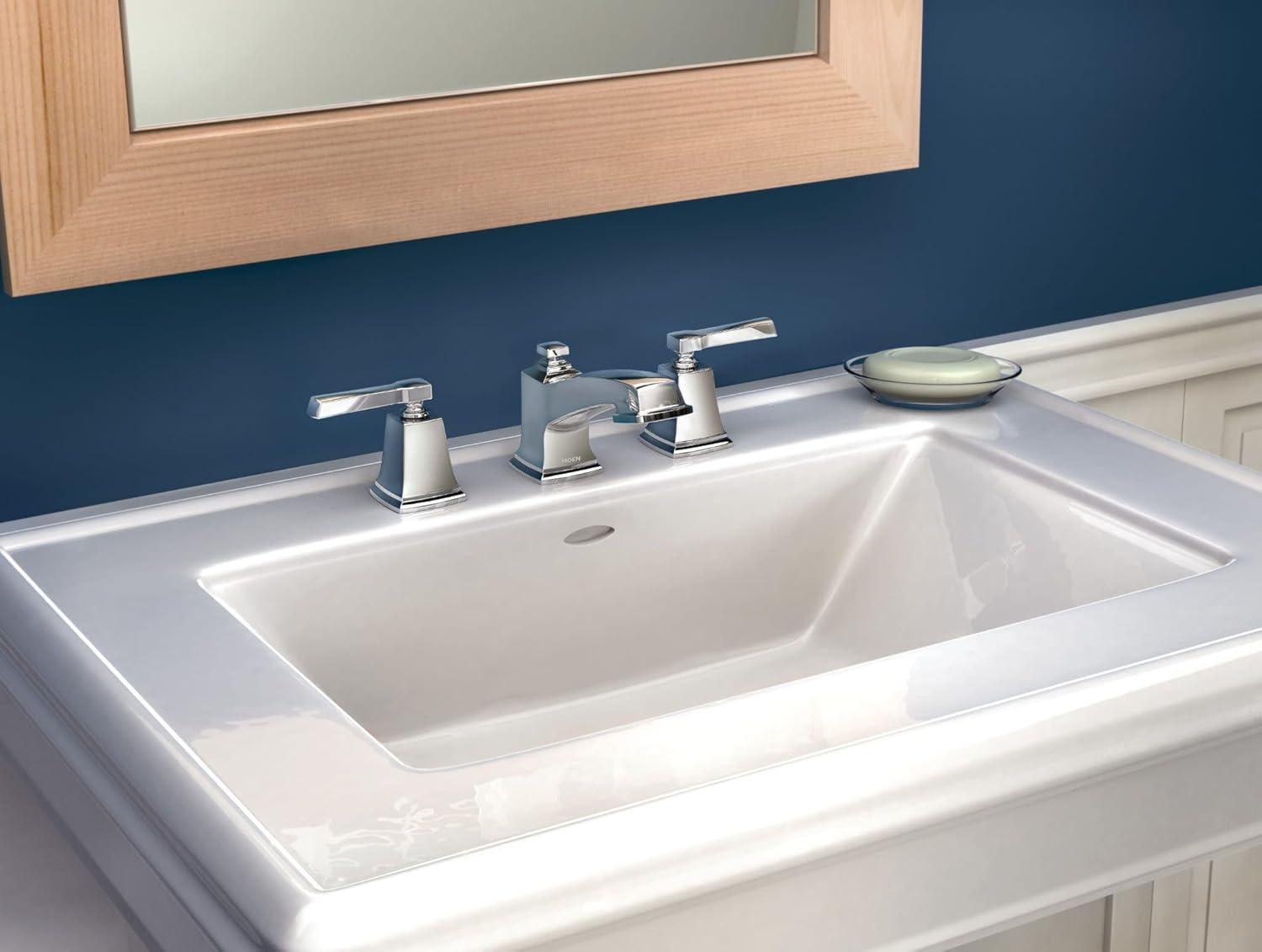 image:imageMoen Boardwalk TwoHandle High Arc Widespread Bathroom Sink Faucet for 3Hole Setups with Valve Included Mediterranean Bronze TV6220BRBChrome