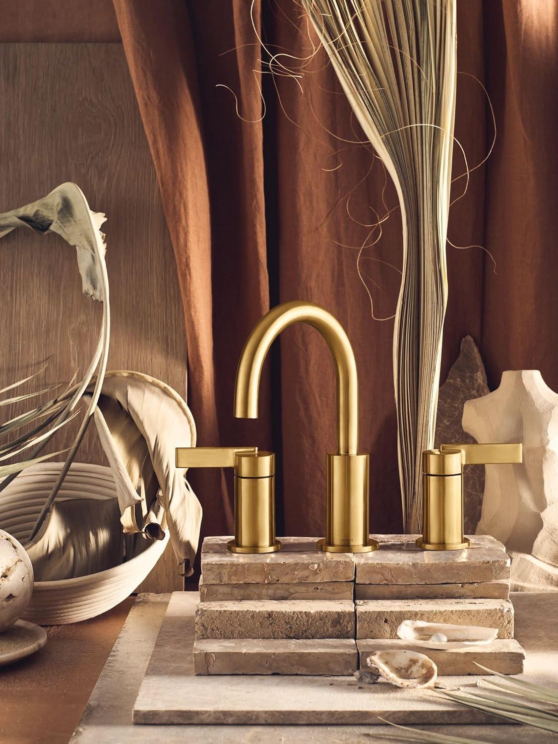image:imageMoen Brushed Gold Cia Widespread 2Handle HighArc Bathroom Faucet for 3Hole Bath Sink Valve Required T6222BGBrushed Gold