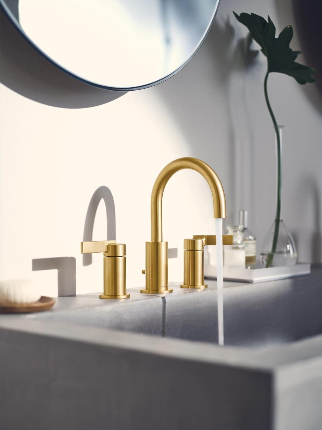 image:imageMoen Brushed Gold Cia Widespread 2Handle HighArc Bathroom Faucet for 3Hole Bath Sink Valve Required T6222BGBrushed Gold