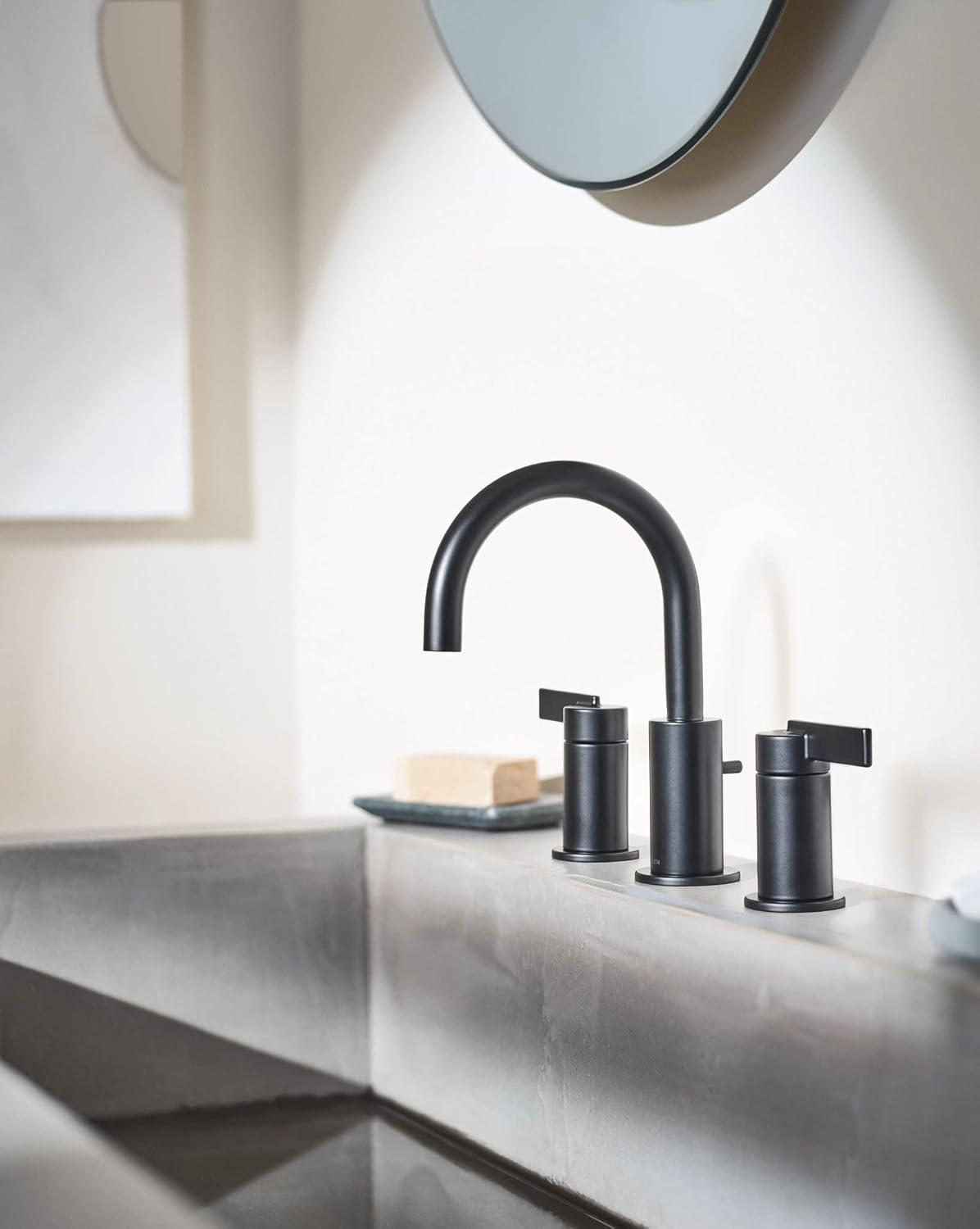 image:imageMoen Brushed Gold Cia Widespread 2Handle HighArc Bathroom Faucet for 3Hole Bath Sink Valve Required T6222BGMatte Black
