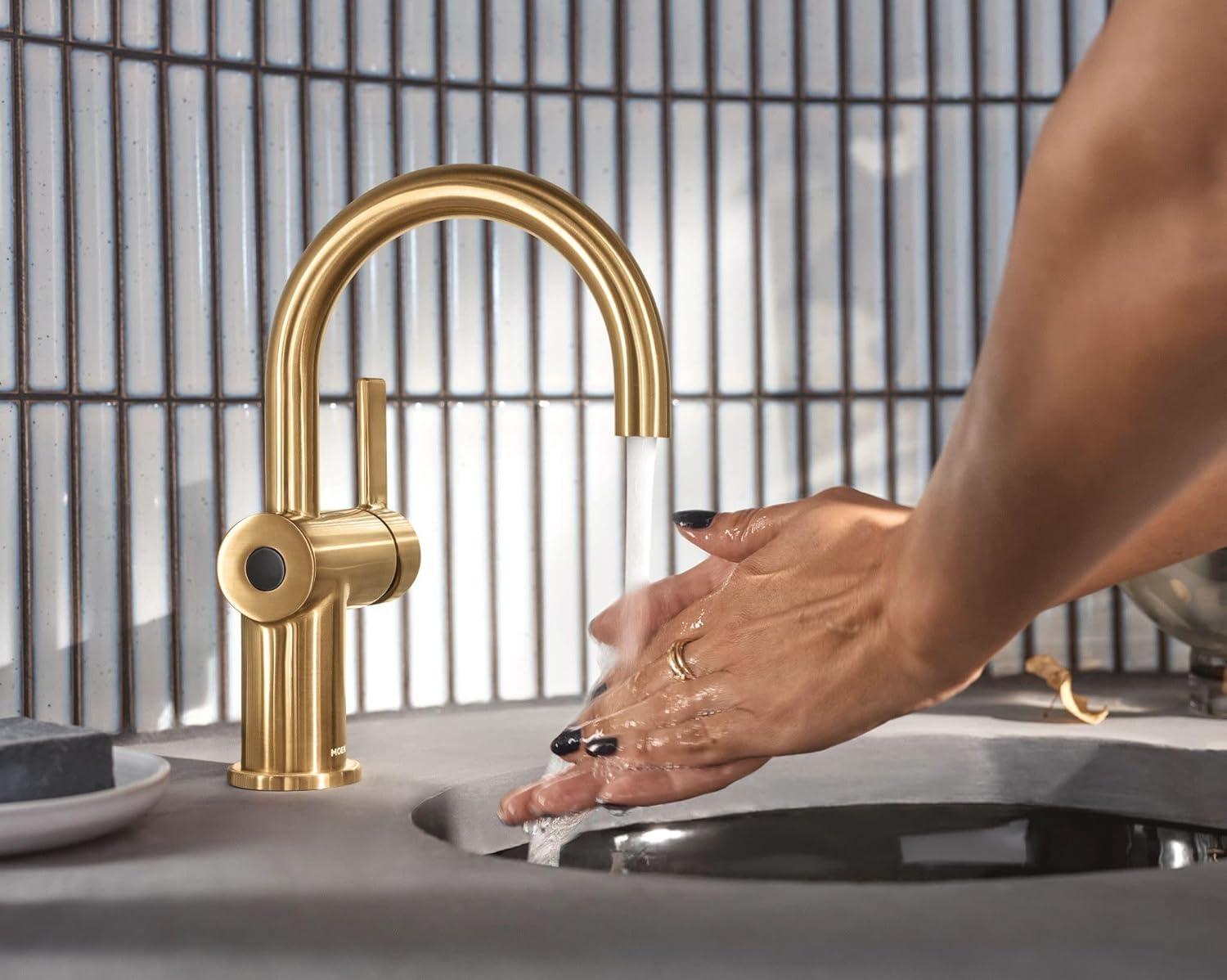 image:imageMoen Cia Matte Black Motionsense Wave Touchless Single Handle Bathroom Sink Faucet 6221EWBLBrushed Gold