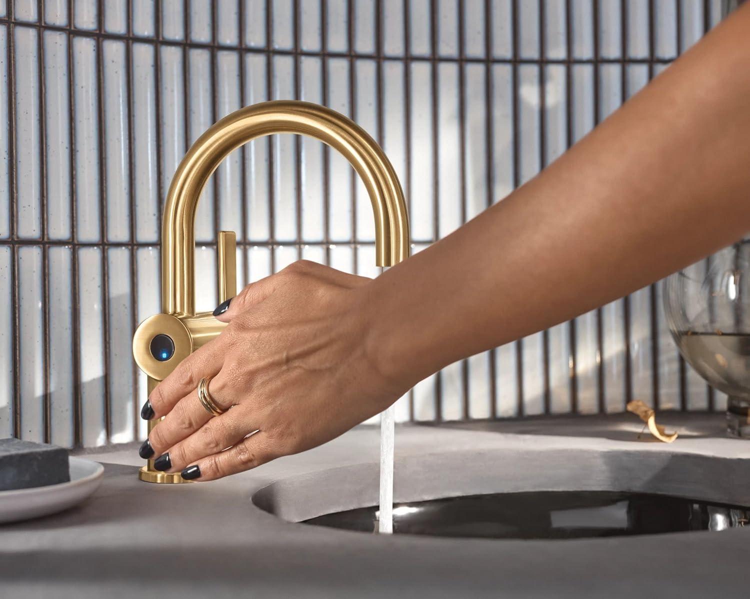 image:imageMoen Cia Matte Black Motionsense Wave Touchless Single Handle Bathroom Sink Faucet 6221EWBLBrushed Gold