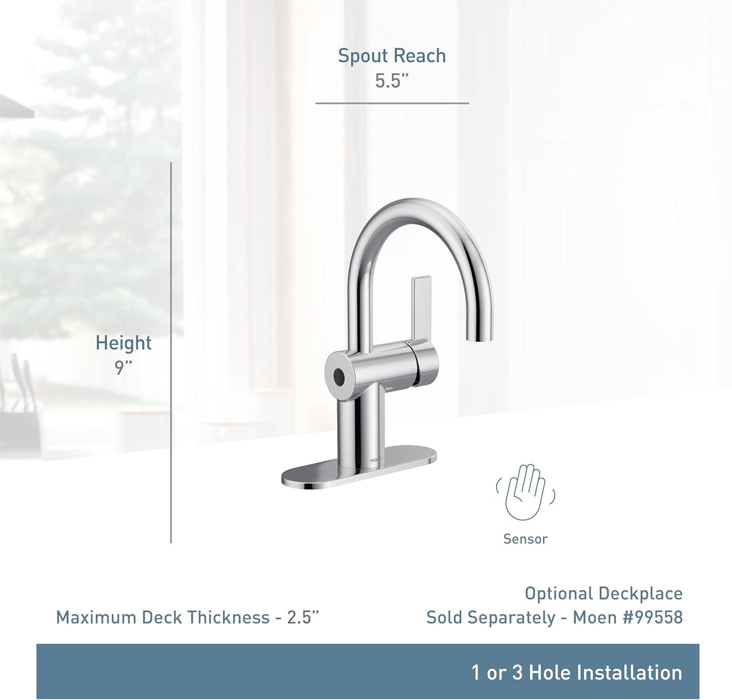 image:imageMoen Cia Matte Black Motionsense Wave Touchless Single Handle Bathroom Sink Faucet 6221EWBLBrushed Nickel