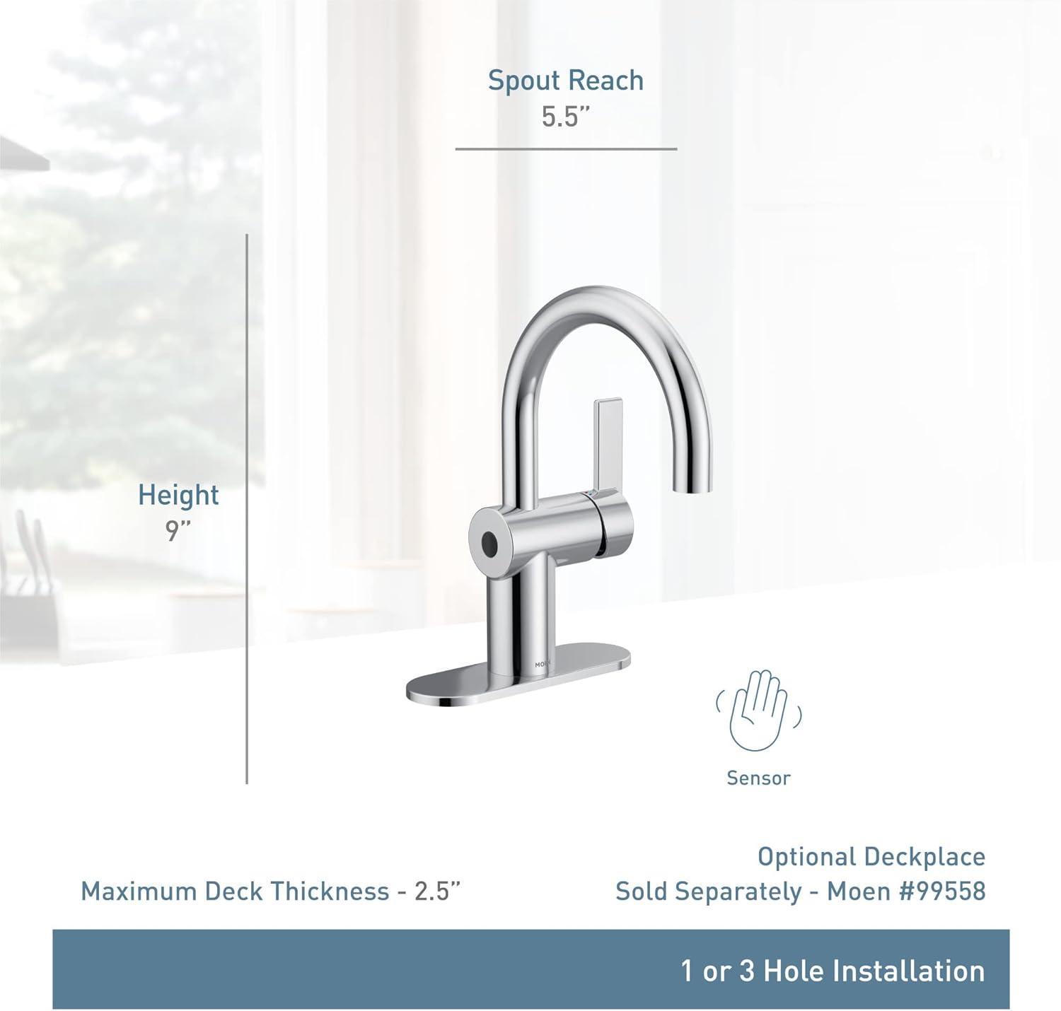 image:imageMoen Cia Matte Black Motionsense Wave Touchless Single Handle Bathroom Sink Faucet 6221EWBLChrome