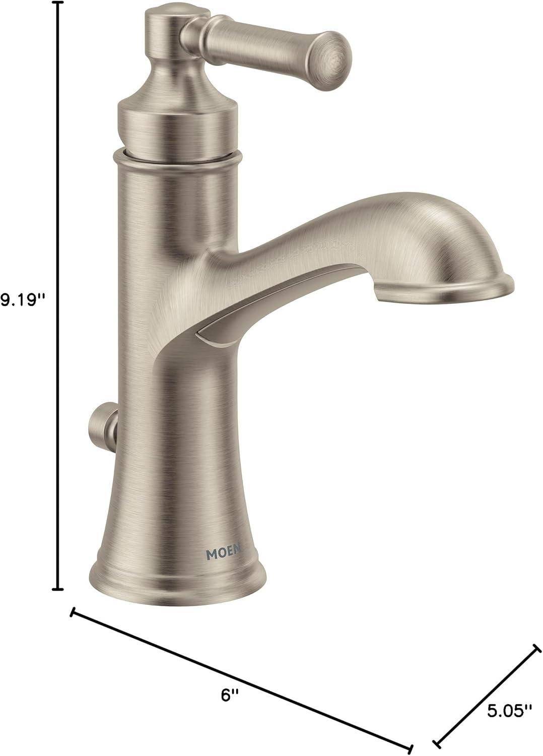 image:imageMoen Dartmoor Matte Black Single Handle Bathroom Sink Faucet with Optional Deckplate 6803BLBrushed Nickel
