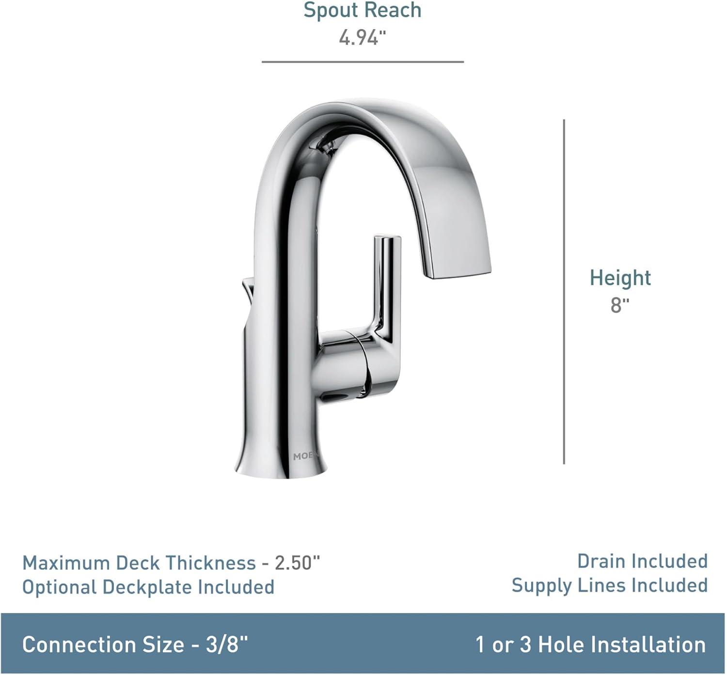 image:imageMoen Doux Matte Black OneHandle High Arc Laminar Stream Bathroom Faucet Contemporary Single Hole Bathroom Sink Faucet S6910BLMatte Black