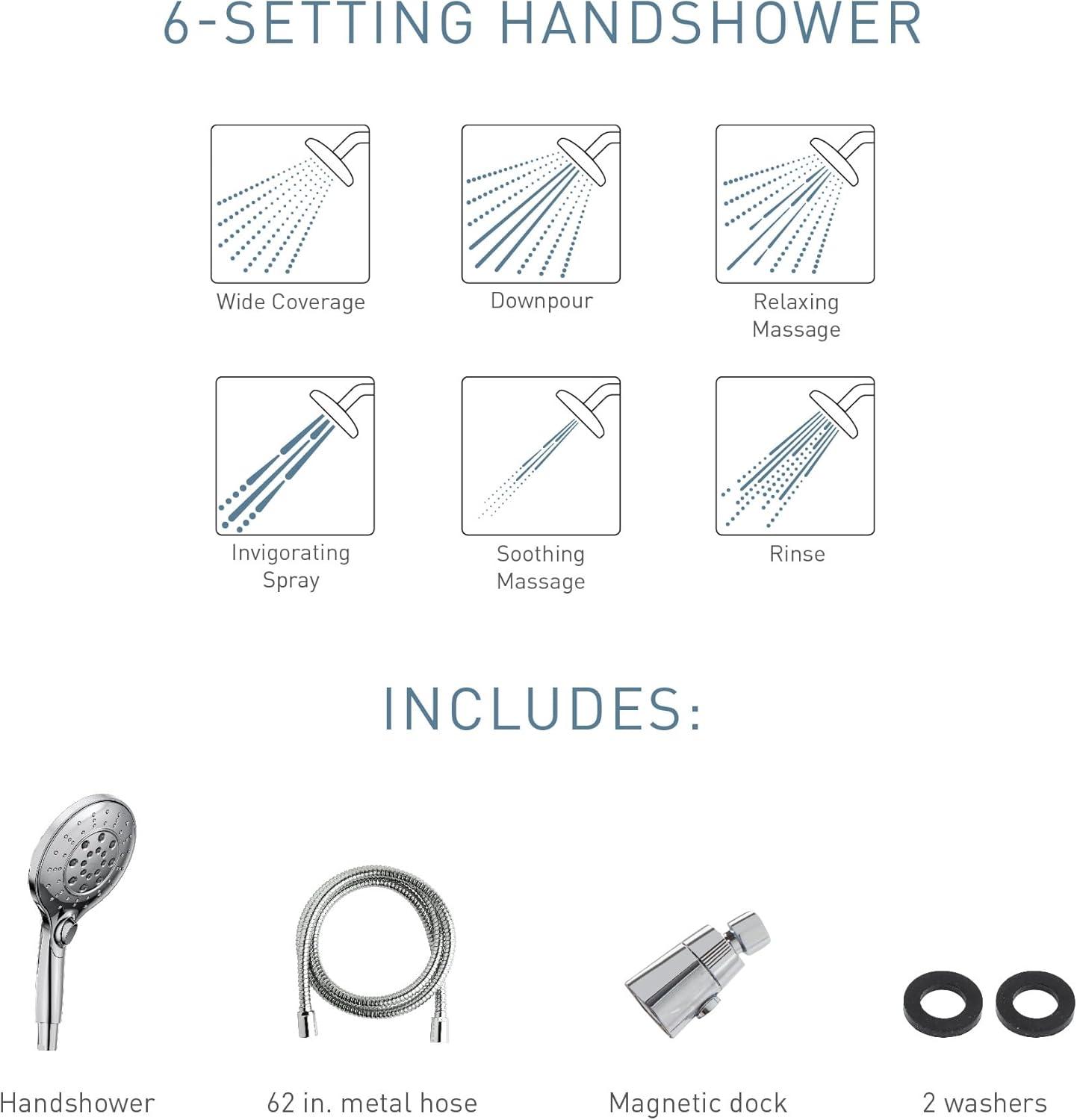 image:imageMoen Engage Brushed Nickel Magnetix SixFunction 55Inch Handheld Showerhead with Magnetic Docking System 3662EPBN