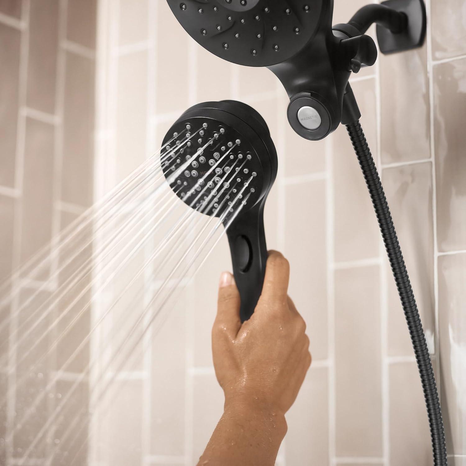 image:imageMoen Engage Chrome Magnetix 2in1 Combo Rain Showerhead with Detachable Handheld Shower Spray Featuring Magnetic Docking System 26009Matte Black