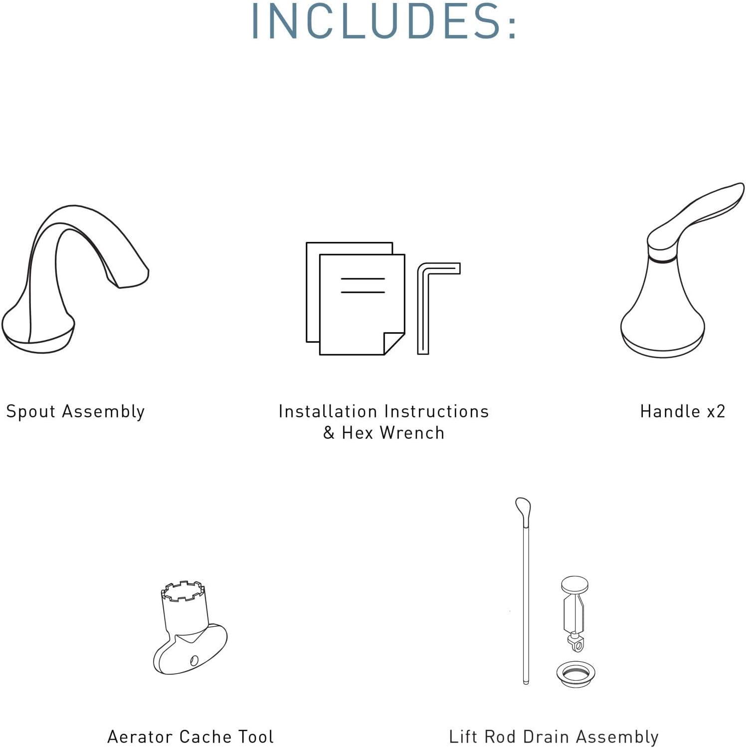 image:imageMoen Eva OilRubbed Bronze TwoHandle HighArc 8Inch Widespread Bathroom Faucet with Drain Assembly Valve Required T6420ORBBrushed Nickel