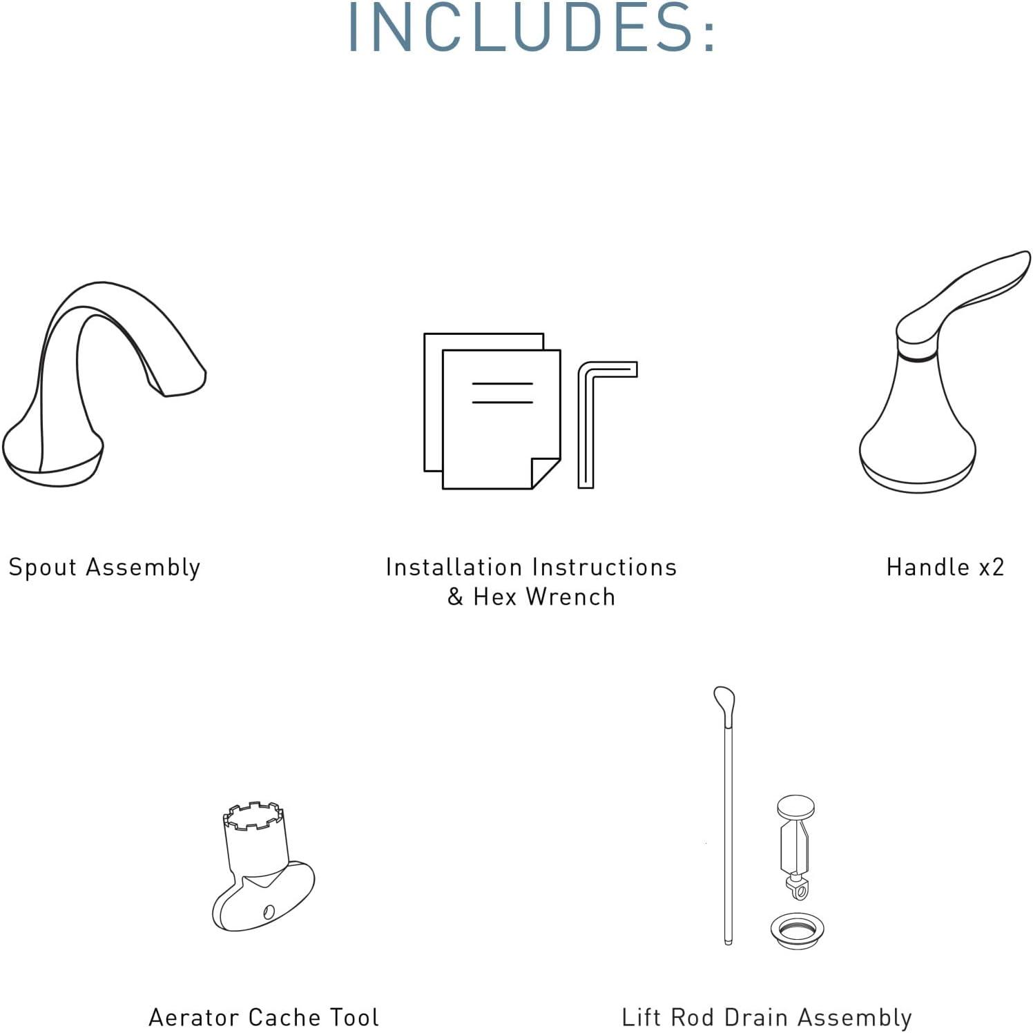 image:imageMoen Eva OilRubbed Bronze TwoHandle HighArc 8Inch Widespread Bathroom Faucet with Drain Assembly Valve Required T6420ORBBrushed Nickel
