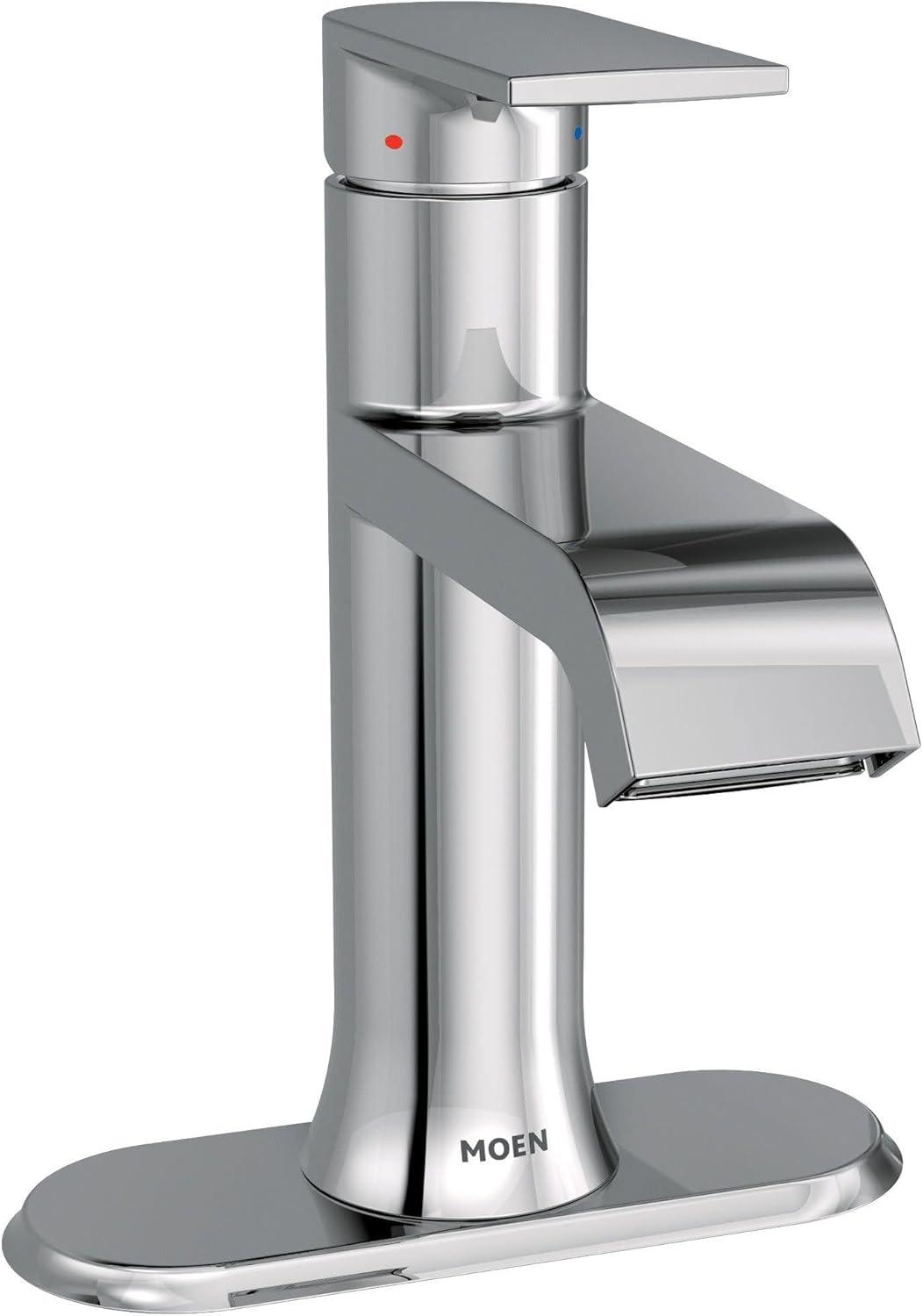 image:imageMoen Genta LX Matte Black OneHandle Modern Bathroom Sink Faucet with Optional Deckplate and LowArc Spout for Bath Countertop 6702BLChrome