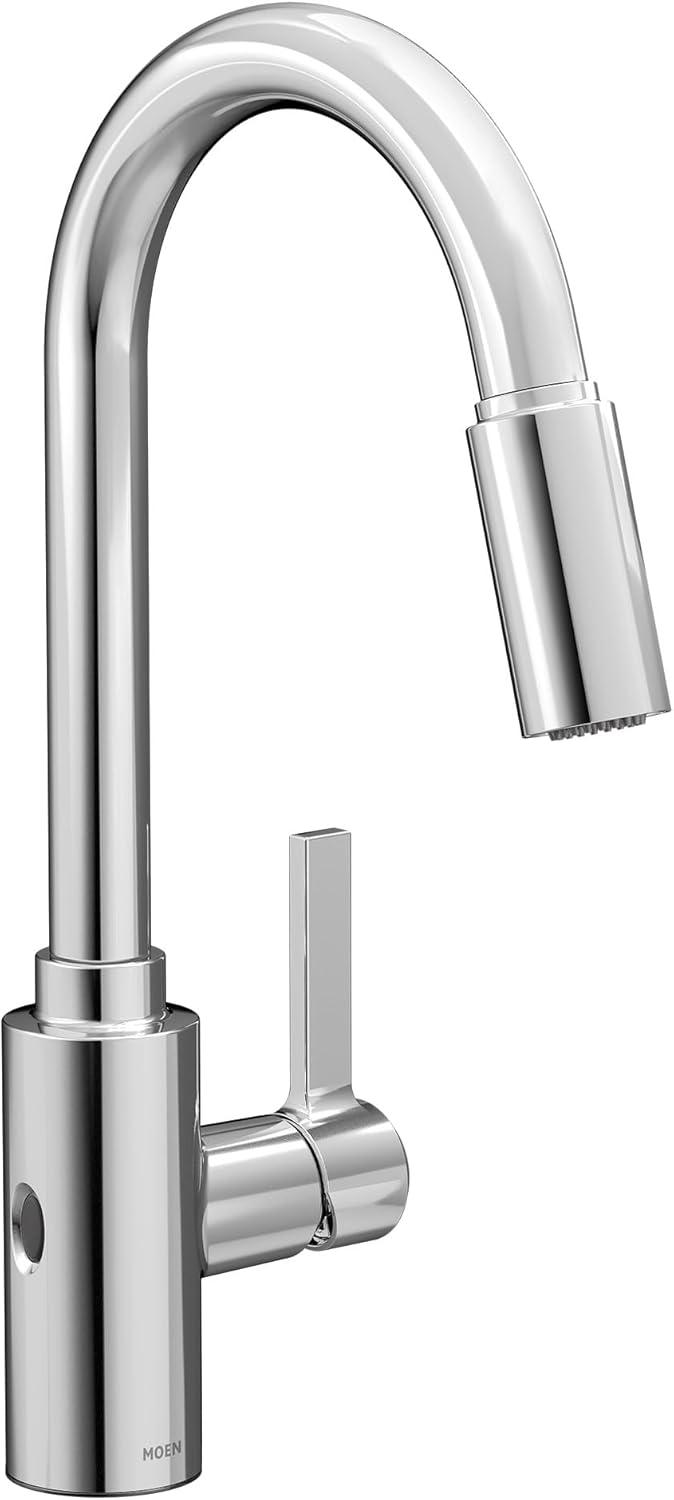image:imageMoen Genta LX Motionsense Wave Sensor Touchless Matte Black OneHandle High Arc Pulldown Modern Kitchen Faucet Featuring Power Clean 7882EWBLChrome