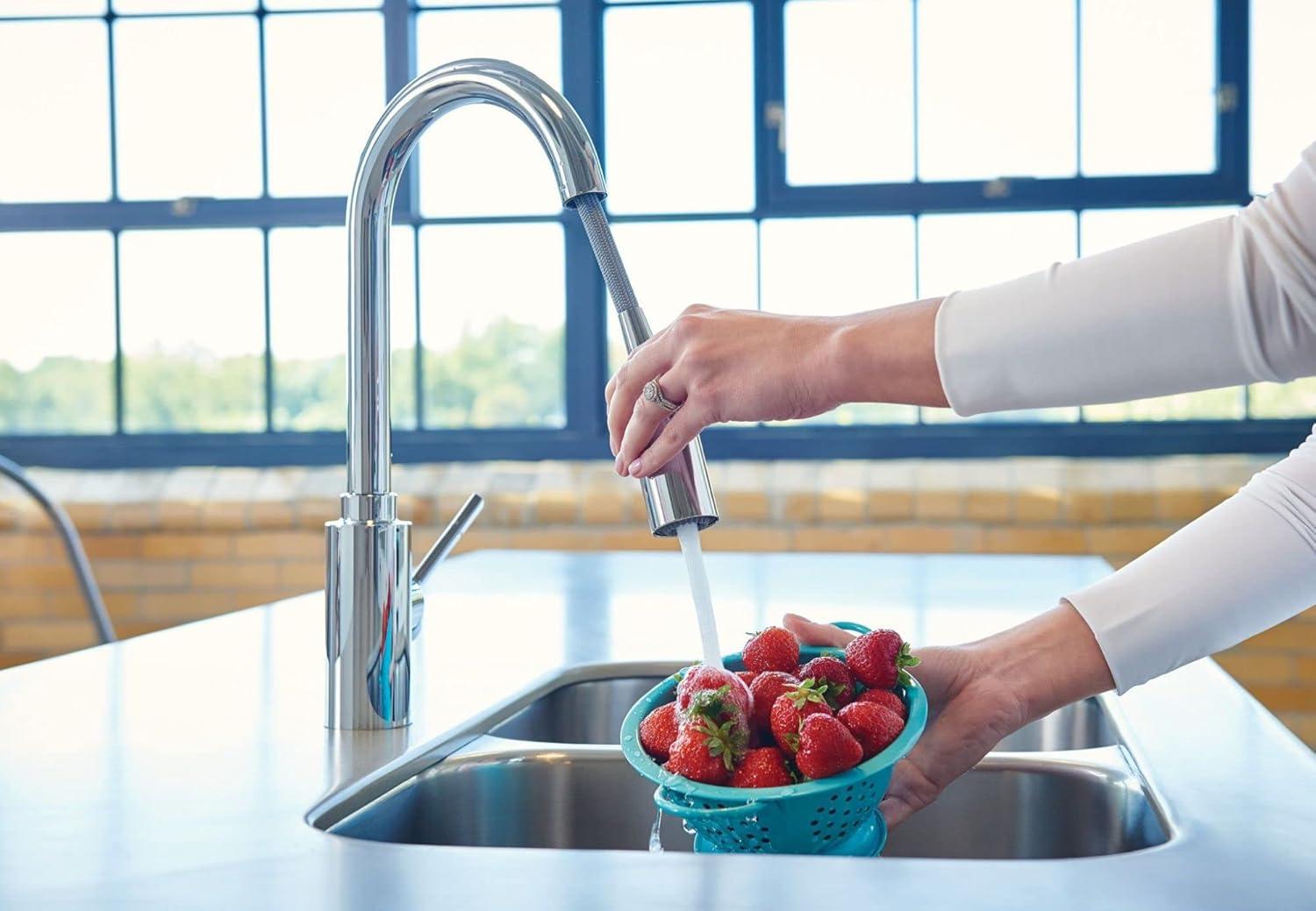 image:imageMoen Genta LX Motionsense Wave Sensor Touchless Matte Black OneHandle High Arc Pulldown Modern Kitchen Faucet Featuring Power Clean 7882EWBLChrome