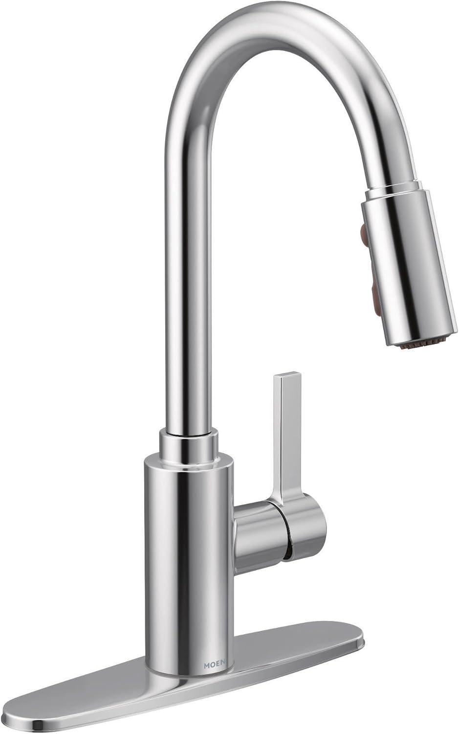 image:imageMoen Genta LX Motionsense Wave Sensor Touchless Matte Black OneHandle High Arc Pulldown Modern Kitchen Faucet Featuring Power Clean 7882EWBLChrome