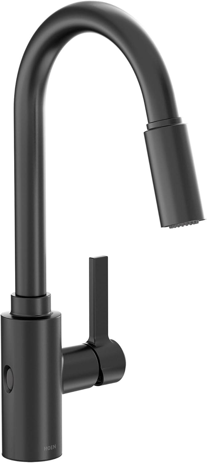image:imageMoen Genta LX Motionsense Wave Sensor Touchless Matte Black OneHandle High Arc Pulldown Modern Kitchen Faucet Featuring Power Clean 7882EWBLMatte Black