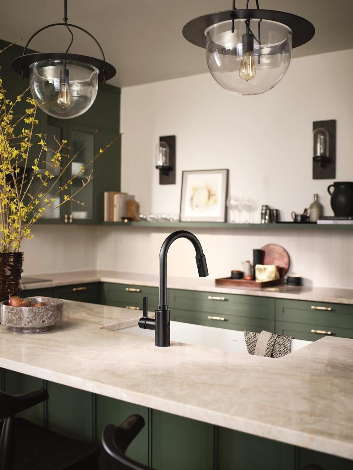 image:imageMoen Genta LX Motionsense Wave Sensor Touchless Matte Black OneHandle High Arc Pulldown Modern Kitchen Faucet Featuring Power Clean 7882EWBLMatte Black