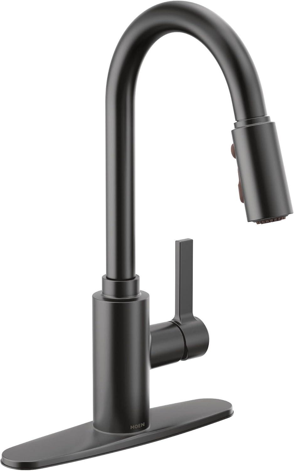 image:imageMoen Genta LX Motionsense Wave Sensor Touchless Matte Black OneHandle High Arc Pulldown Modern Kitchen Faucet Featuring Power Clean 7882EWBLMatte Black