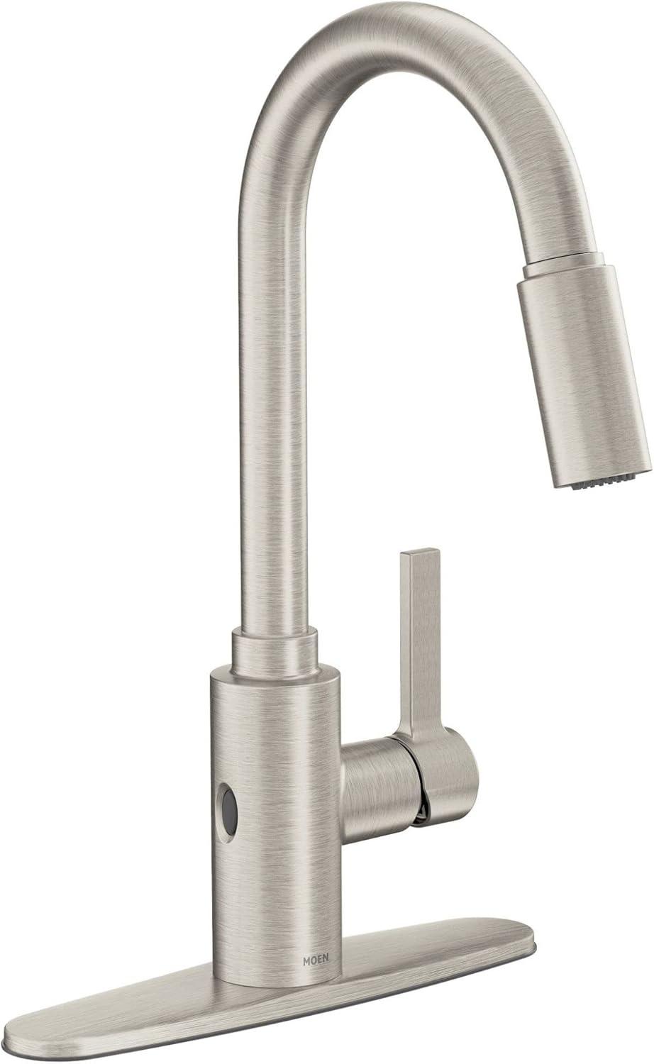 image:imageMoen Genta LX Motionsense Wave Sensor Touchless Matte Black OneHandle High Arc Pulldown Modern Kitchen Faucet Featuring Power Clean 7882EWBLSpot Resist Stainless