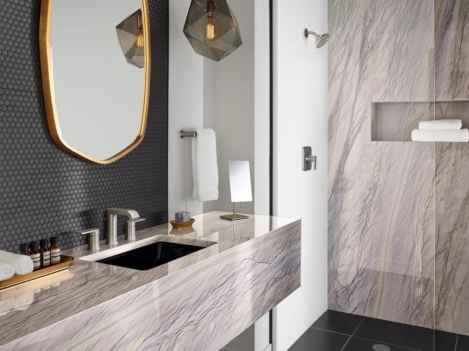 image:imageMoen Genta LX Pressure Balancing EcoPerformance Modern Shower Trim with Showerhead and Lever Handle PosiTemp Valve Required Chrome T2472EPBrushed Nickel