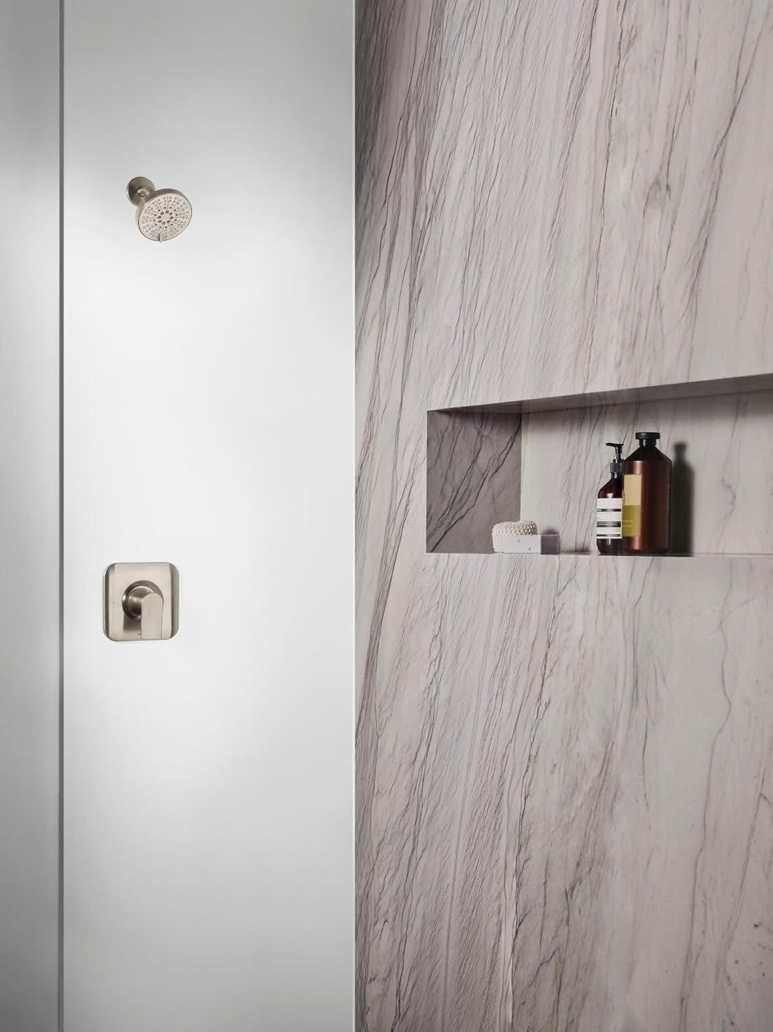 image:imageMoen Genta LX Pressure Balancing EcoPerformance Modern Shower Trim with Showerhead and Lever Handle PosiTemp Valve Required Chrome T2472EPBrushed Nickel