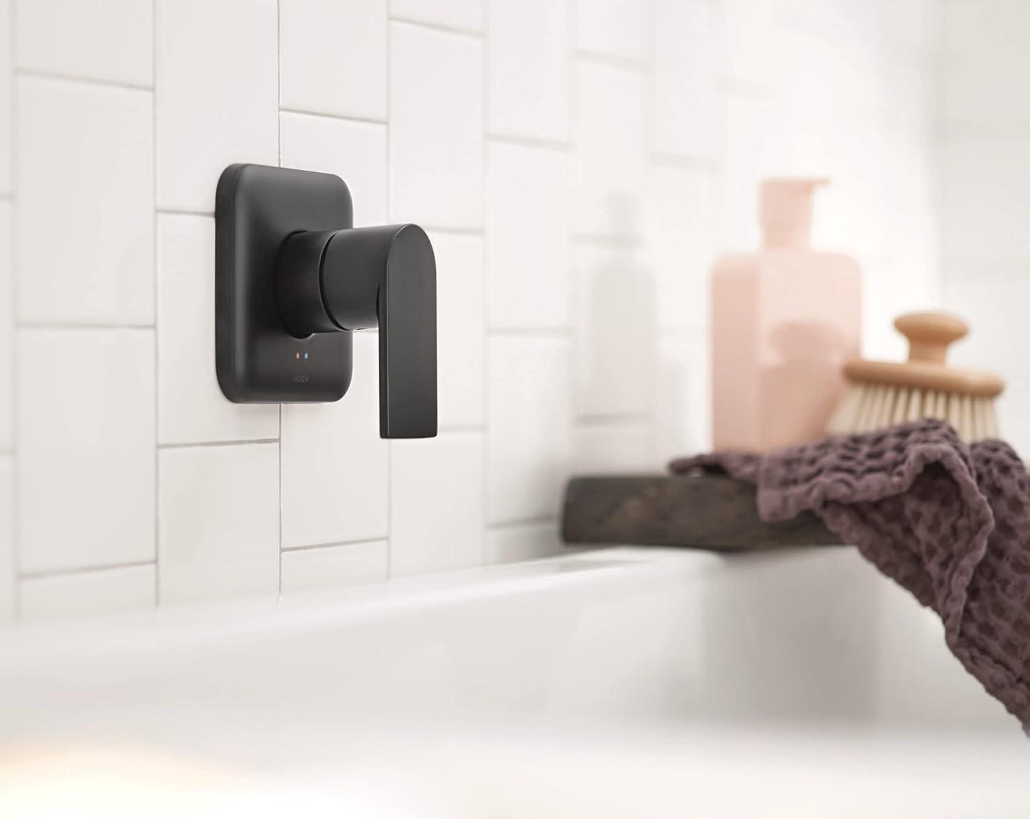 image:imageMoen Genta LX Single Handle Wall Mount Tub Filler Contemporary High Flow Tub Faucet with 10Inch Spout Reach Brushed Nickel WT901BNMatte Black