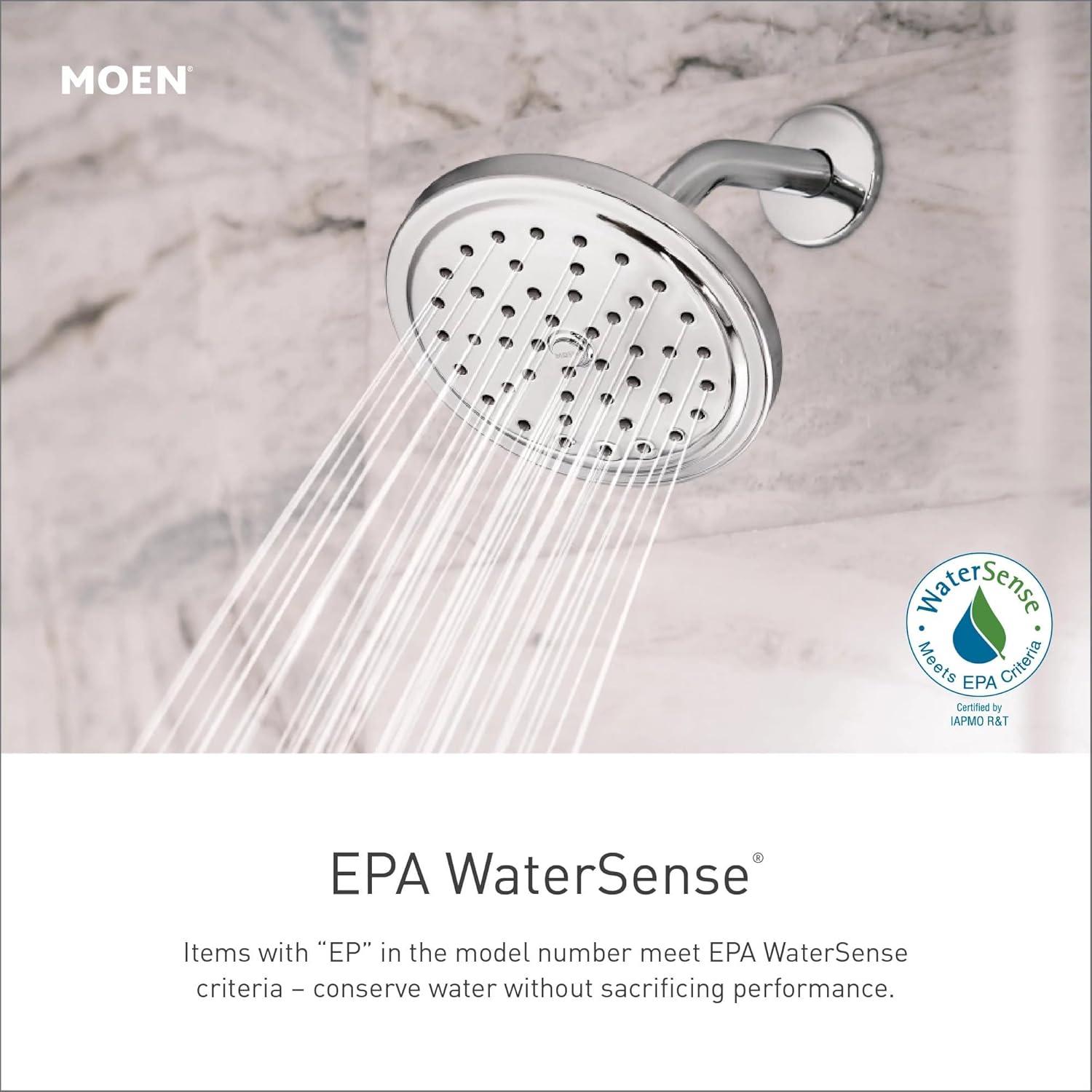 image:imageMoen Gibson PosiTemp Pressure Balancing Modern Shower Trim with 8Inch EcoPerformance Rainshower Head Valve Required Matte Black T3002EPBLChrome