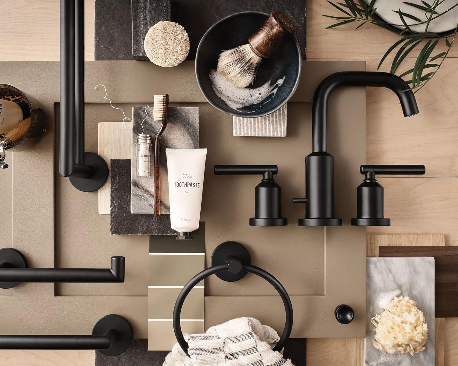 image:imageMoen Gibson TwoHandle High Arc Widespread Modern Bathroom Sink Faucet for 3Hole Setups with Valve Included Brushed Nickel TV6142BNMatte Black