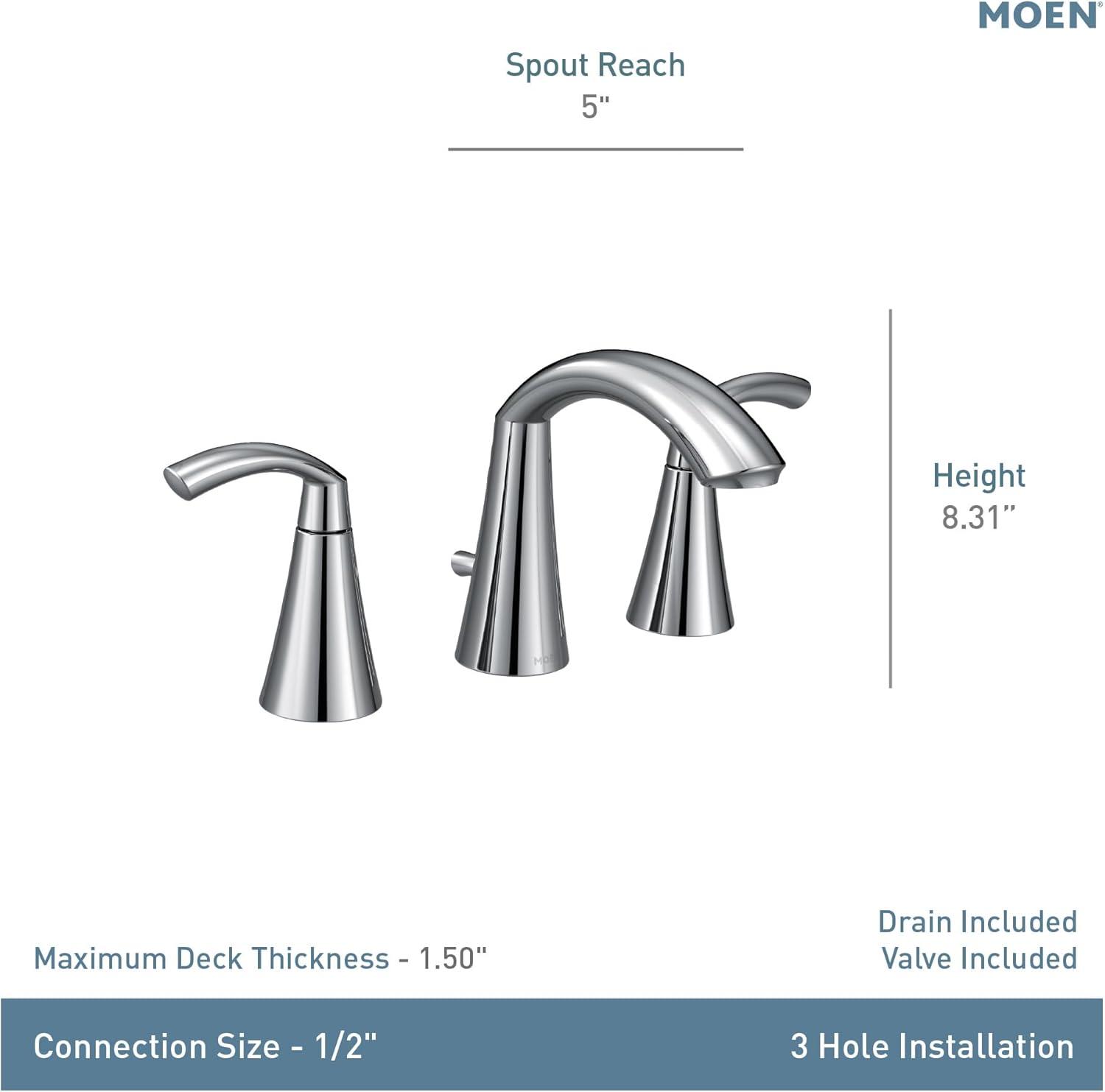 image:imageMoen Glyde Chrome TwoHandle High Arc Widespread Bathroom Sink Faucet for 3Hole Setups with Valve Included TV6173Chrome