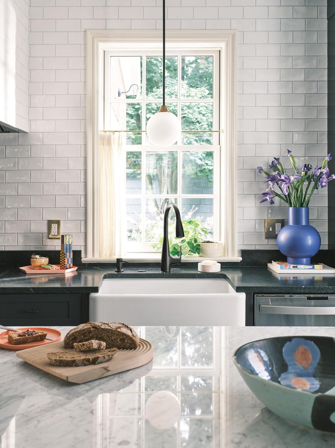 image:imageMoen Haelyn Spot Resist Stainless SingleHandle PullDown Sprayer Kitchen Faucet with an LED Light ColorCue Temperature Indicator and Soap Dispenser 87627EISRSMatte Black