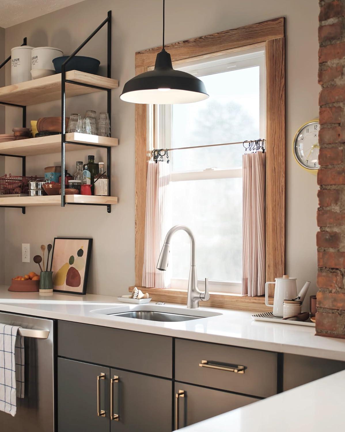 image:imageMoen Haelyn Spot Resist Stainless SingleHandle PullDown Sprayer Kitchen Faucet with an LED Light ColorCue Temperature Indicator and Soap Dispenser 87627EISRSSpot Resist Stainless