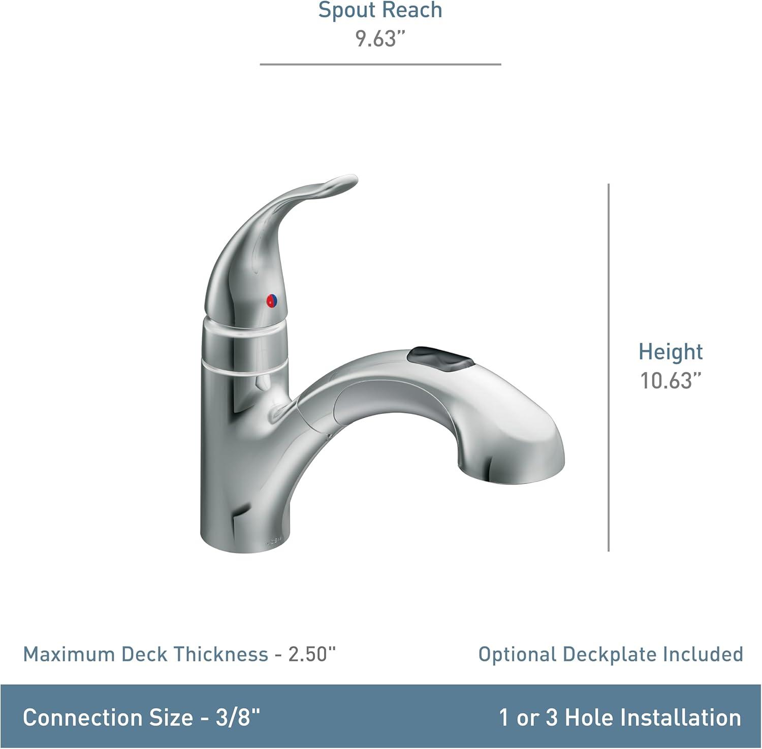 image:imageMoen Integra Chrome OneHandle Pullout Kitchen or Laundry Faucet Featuring Power Clean 67315CChrome