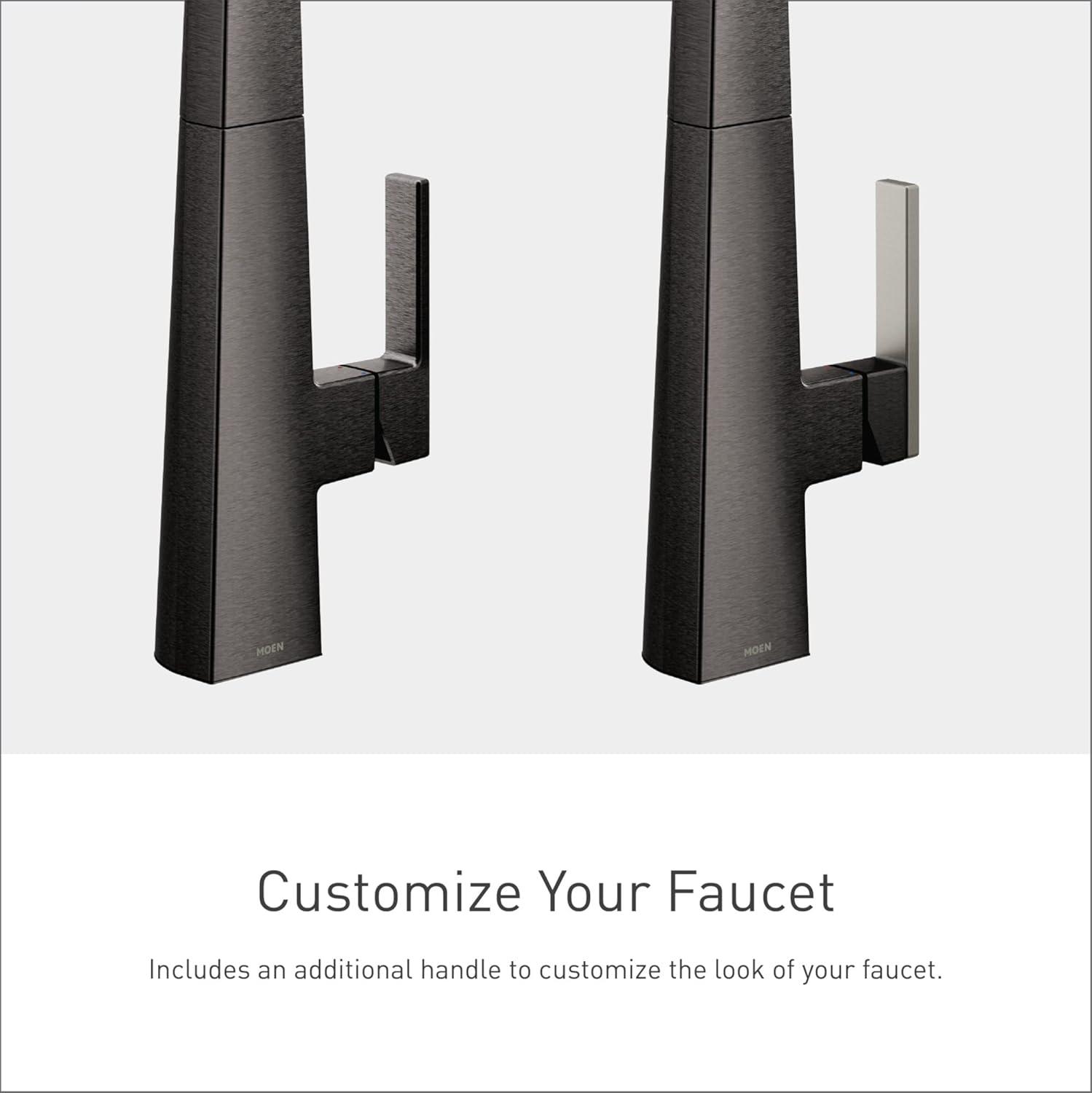 image:imageMoen Nio Black Stainless Smart Faucet Touchless Modern Kitchen Faucet with Pull Down Sprayer Voice Control and Power Boost OneHandle Easy Installation S75005EVBLS