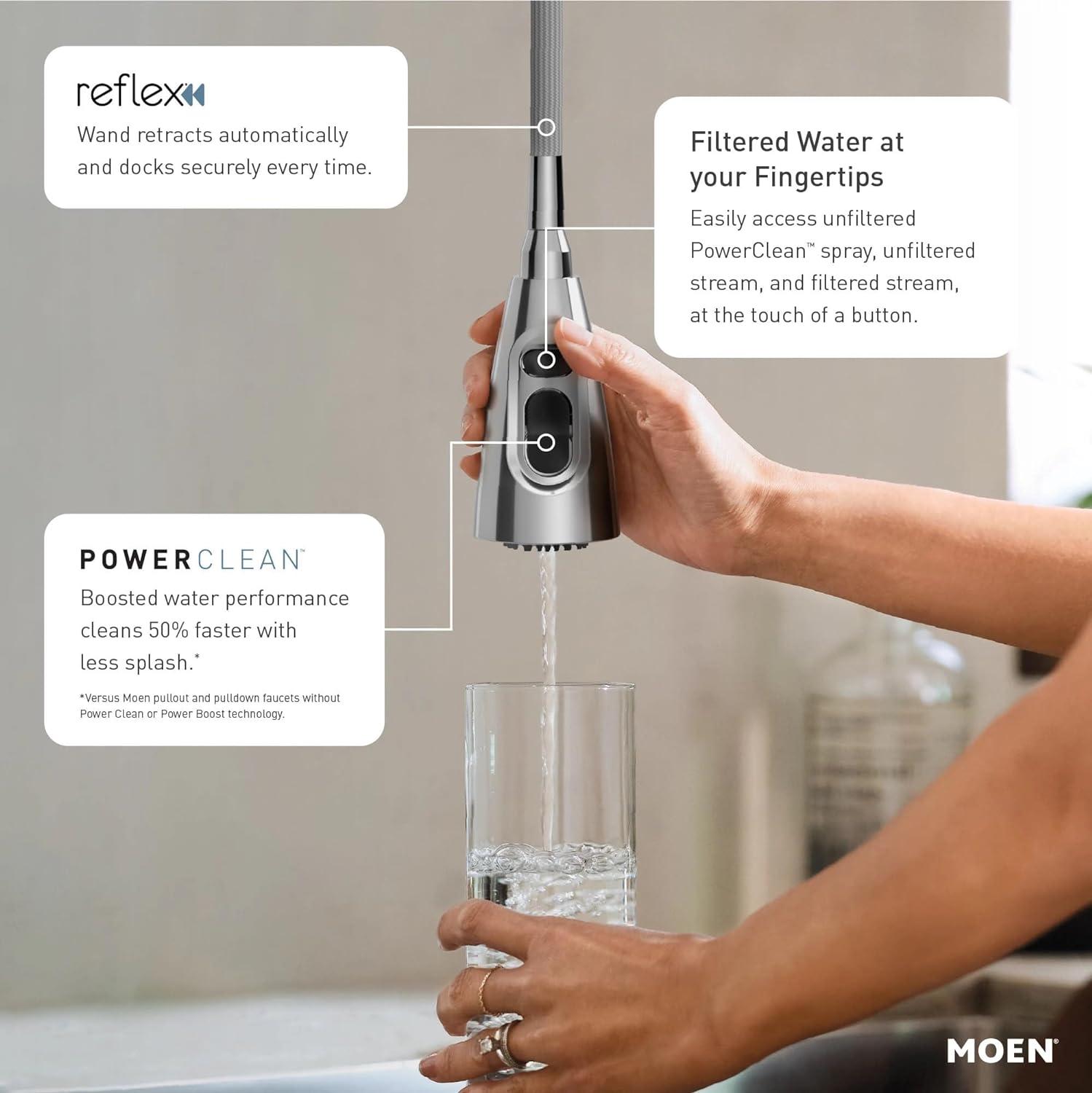 image:imageMoen Paterson Matte Black Water Filtration OneHandle High Arc Pulldown Kitchen Faucet Water Filter for Sink Faucet Sold Separately FS72003BLChrome