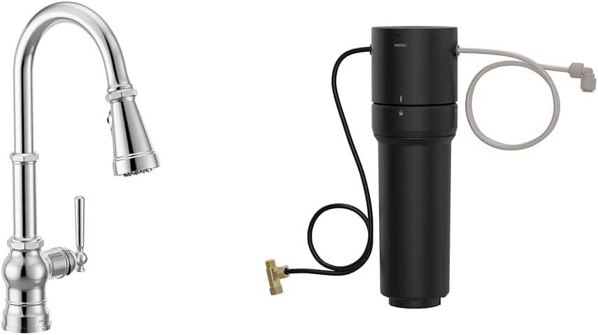 image:imageMoen Paterson Matte Black Water Filtration OneHandle High Arc Pulldown Kitchen Faucet Water Filter for Sink Faucet Sold Separately FS72003BLChrome