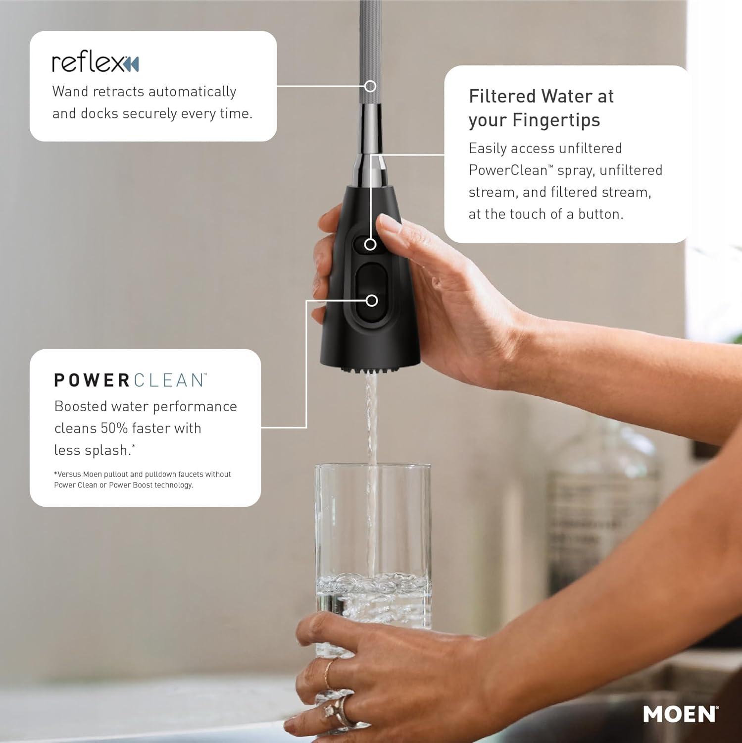 image:imageMoen Paterson Matte Black Water Filtration OneHandle High Arc Pulldown Kitchen Faucet Water Filter for Sink Faucet Sold Separately FS72003BLMatte Black