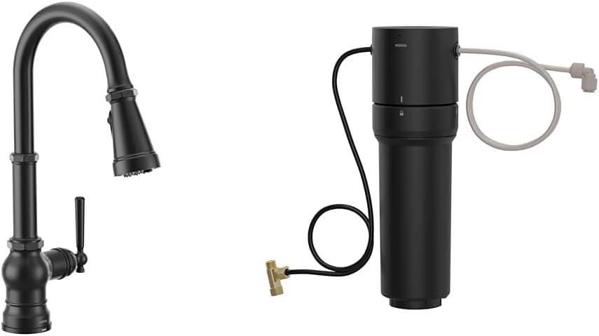 image:imageMoen Paterson Matte Black Water Filtration OneHandle High Arc Pulldown Kitchen Faucet Water Filter for Sink Faucet Sold Separately FS72003BLMatte Black