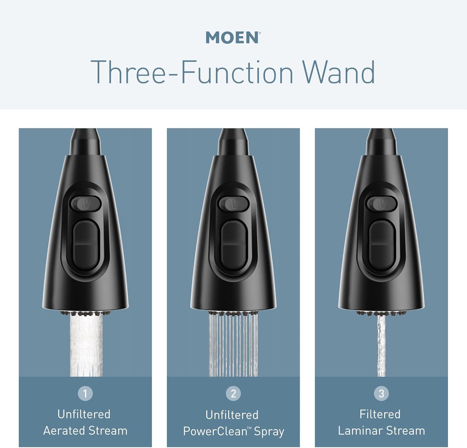 image:imageMoen Paterson Matte Black Water Filtration OneHandle High Arc Pulldown Kitchen Faucet Water Filter for Sink Faucet Sold Separately FS72003BLMatte Black