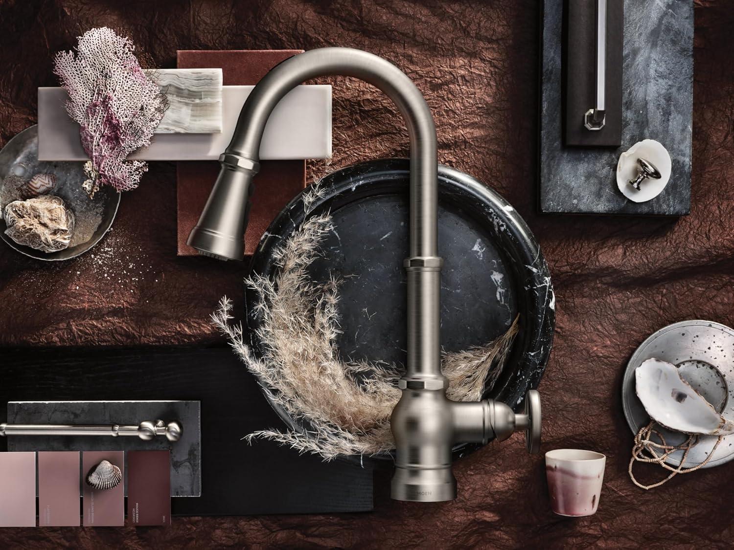 image:imageMoen Paterson Matte Black Water Filtration OneHandle High Arc Pulldown Kitchen Faucet Water Filter for Sink Faucet Sold Separately FS72003BLSpot Resist Stainless
