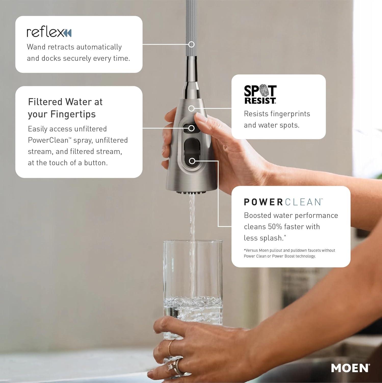 image:imageMoen Paterson Matte Black Water Filtration OneHandle High Arc Pulldown Kitchen Faucet Water Filter for Sink Faucet Sold Separately FS72003BLSpot Resist Stainless