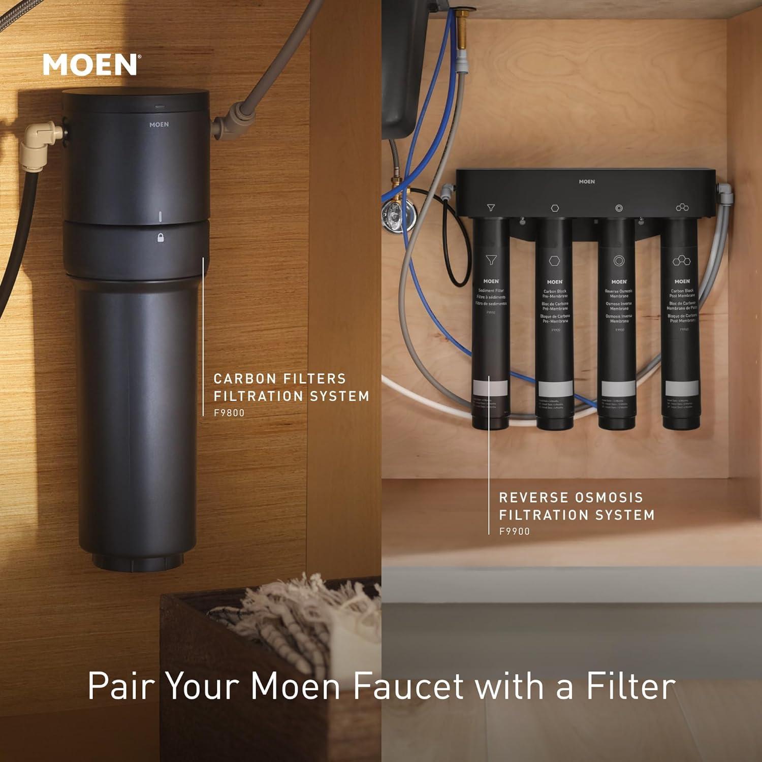 image:imageMoen Paterson Matte Black Water Filtration OneHandle High Arc Pulldown Kitchen Faucet Water Filter for Sink Faucet Sold Separately FS72003BLSpot Resist Stainless