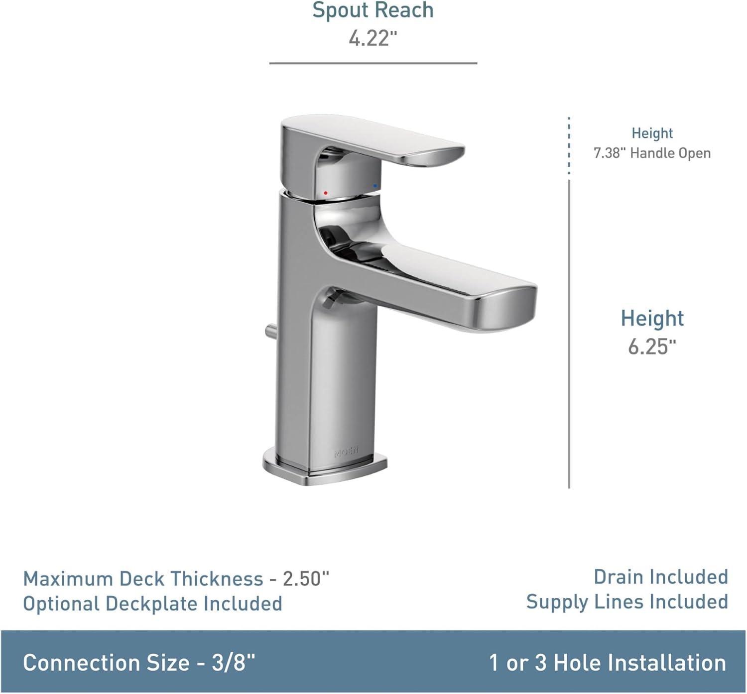 image:imageMoen Rizon Matte Black OneHandle Modern Bathroom Faucet with Drain Assembly 6900BLBrushed Nickel
