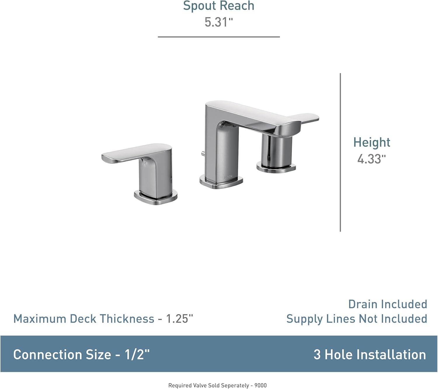 image:imageMoen Rizon Matte Black TwoHandle Widespread Bathroom Faucet Valve Required T6920BLChrome