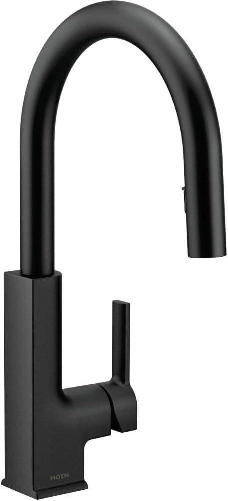 image:imageMoen S72308BL STO OneHandle High Arc Pulldown Kitchen Faucet with Power Clean Matte Black