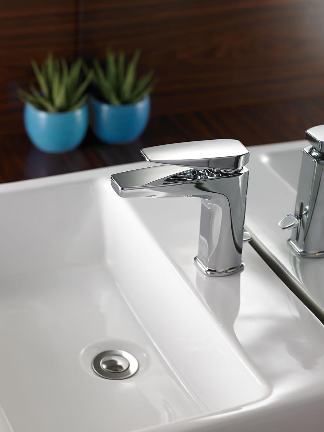 image:imageMoen S8000 Via OneHandle Modern Bathroom Faucet Matte Black and ChromeChrome