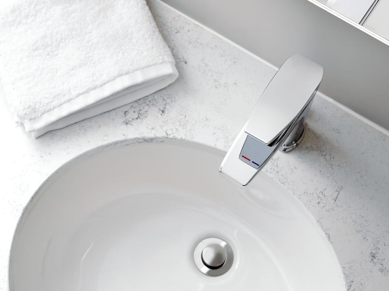 image:imageMoen S8000 Via OneHandle Modern Bathroom Faucet Matte Black and ChromeChrome