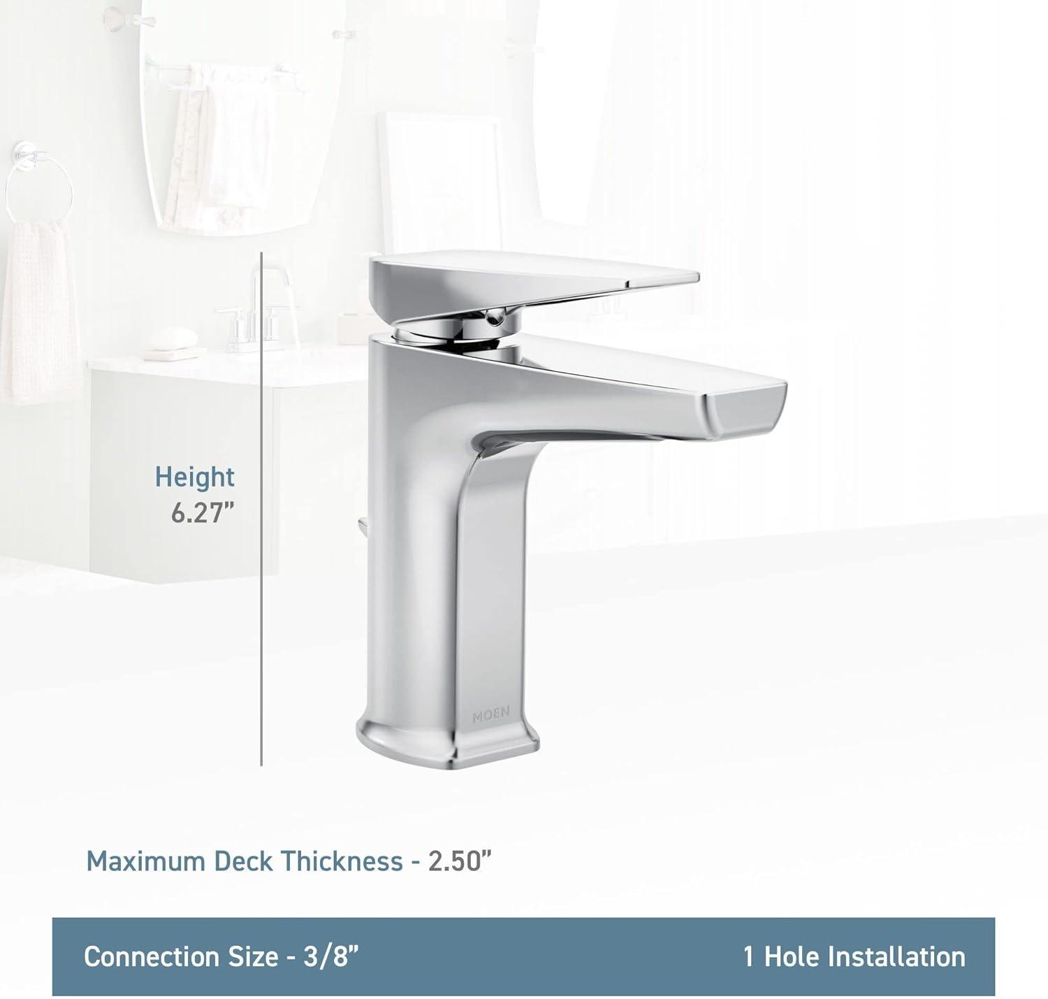 image:imageMoen S8000 Via OneHandle Modern Bathroom Faucet Matte Black and ChromeChrome