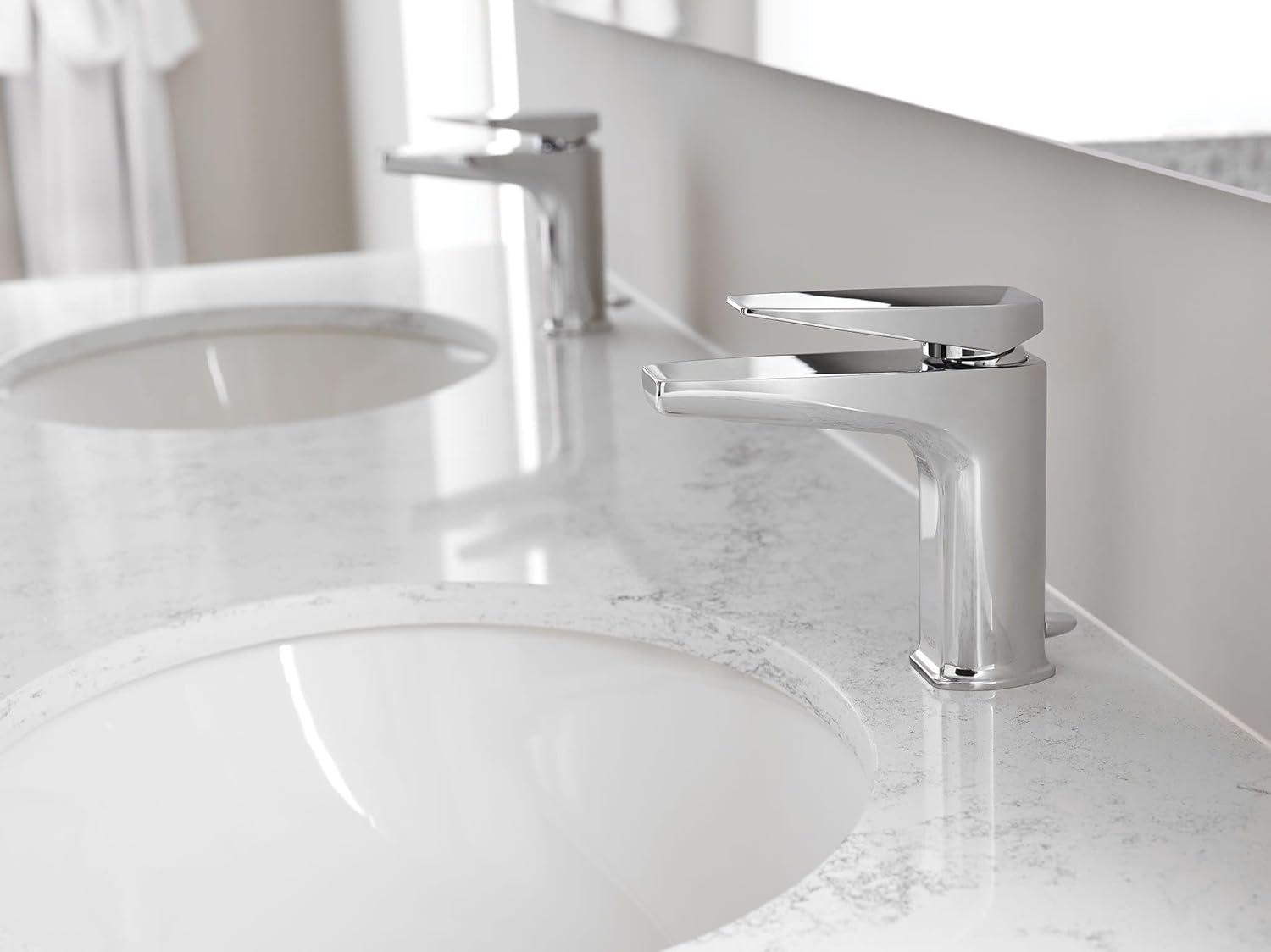 image:imageMoen S8000 Via OneHandle Modern Bathroom Faucet Matte Black and ChromeChrome