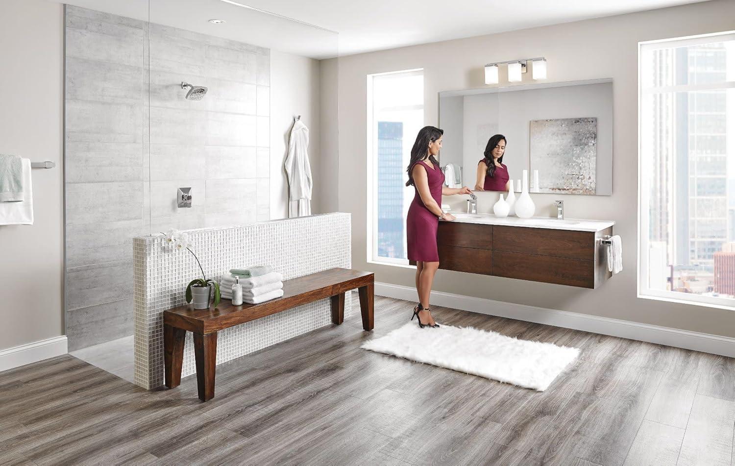 image:imageMoen S8000 Via OneHandle Modern Bathroom Faucet Matte Black and ChromeChrome