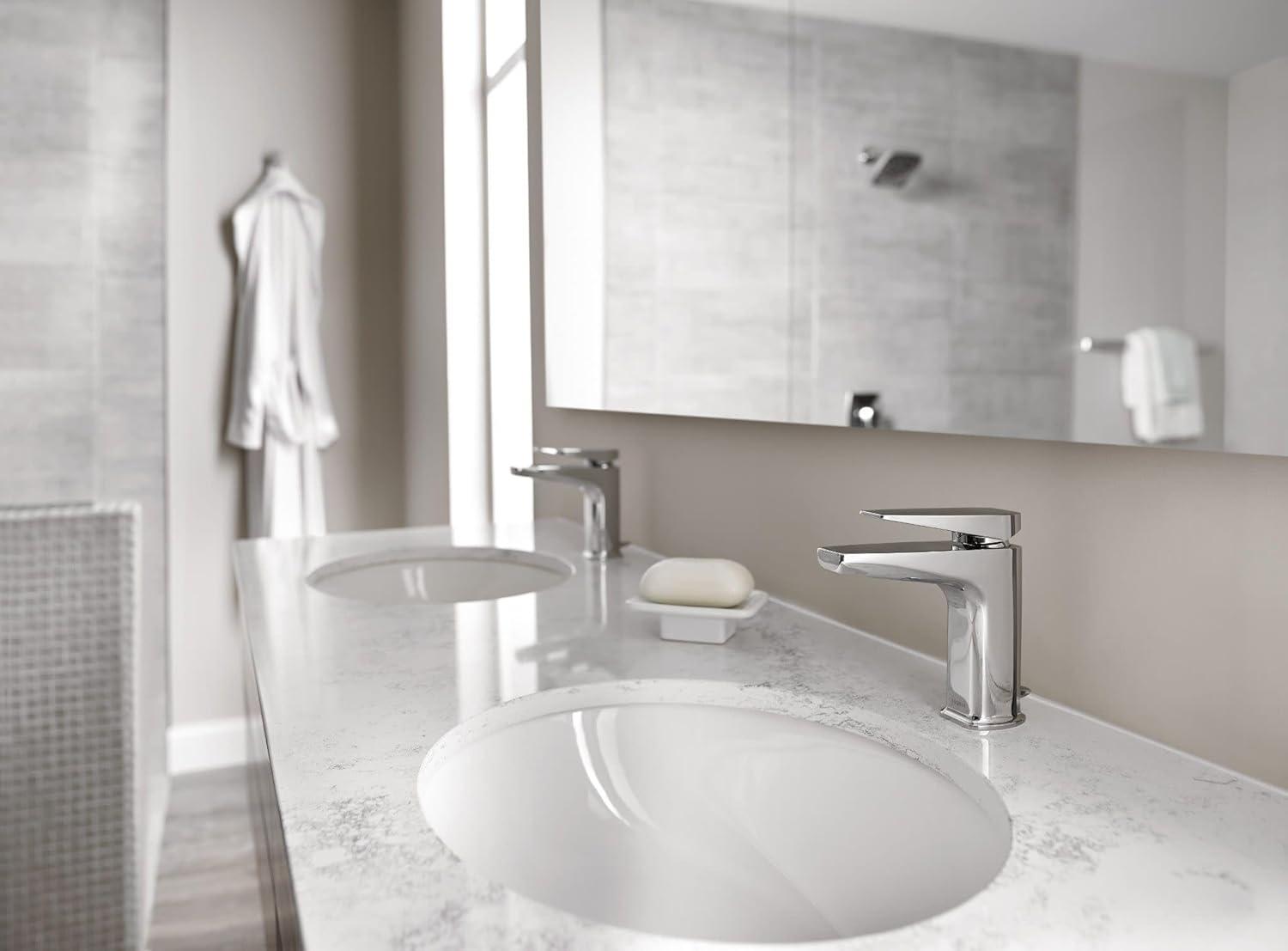 image:imageMoen S8000 Via OneHandle Modern Bathroom Faucet Matte Black and ChromeChrome